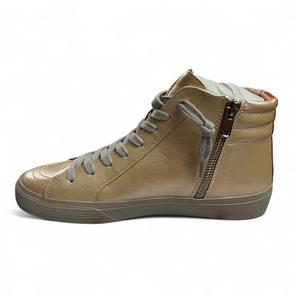 Shushop High Top Metallic Sneakers Women’s 7.5 Studded Retro Rock Punk Grunge - Picture 2 of 9
